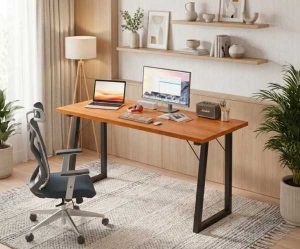 mesa para estudiar, mueble para estudiar, escritorio, estante, estantería, mesa madera, mesa de madera