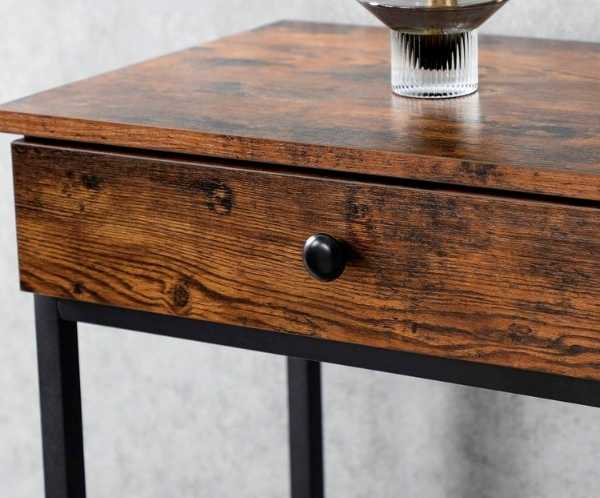 Mesa de arrimo de madera con 2 cajones